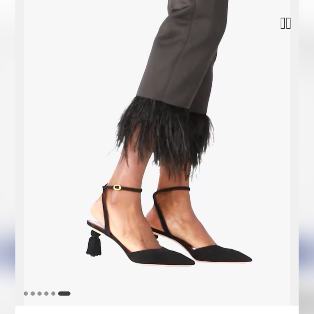 💖💖 BNIB Kate Spade All Black Voilà Kitten Heel Fringe Size 7.5